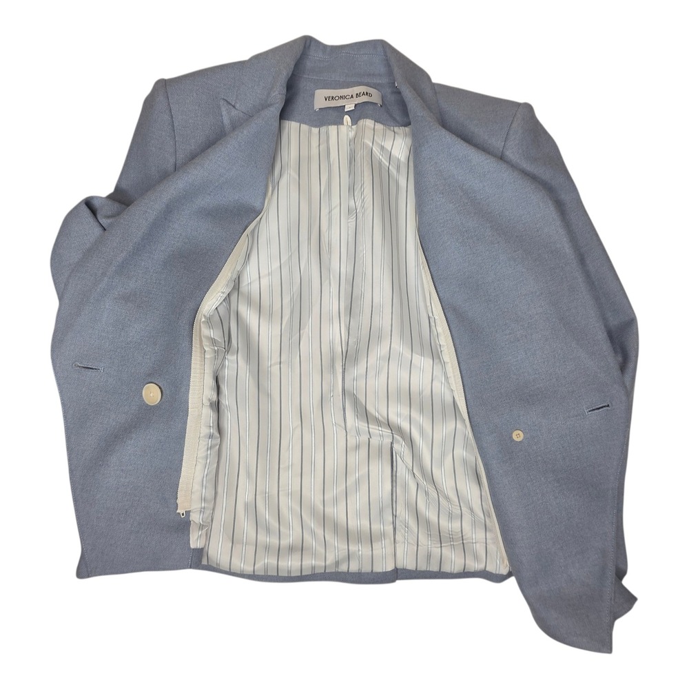 Veronica Beard Rickie Cropped Tailored Rickie Dickey Jacket Heather Smoke Blue 8 - Picture 9 of 16